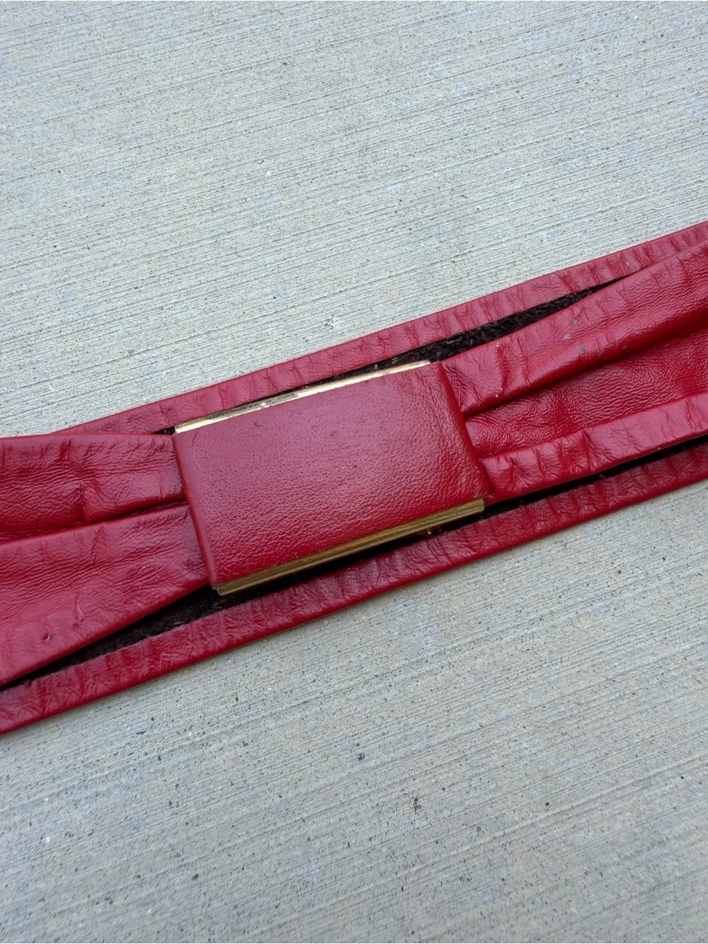 Vintage Red Leather Bow Style Waist Belt